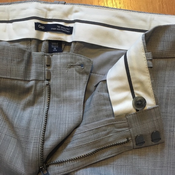 Gap Hip Slung Fit Light Grey Plaid Trousers 12 L - Picture 9 of 11